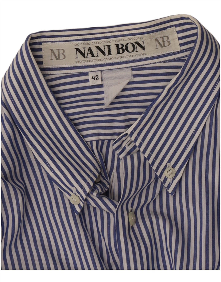 NANI BON Camisa para hombre Talla 42 Grande Azul Raya diplomática