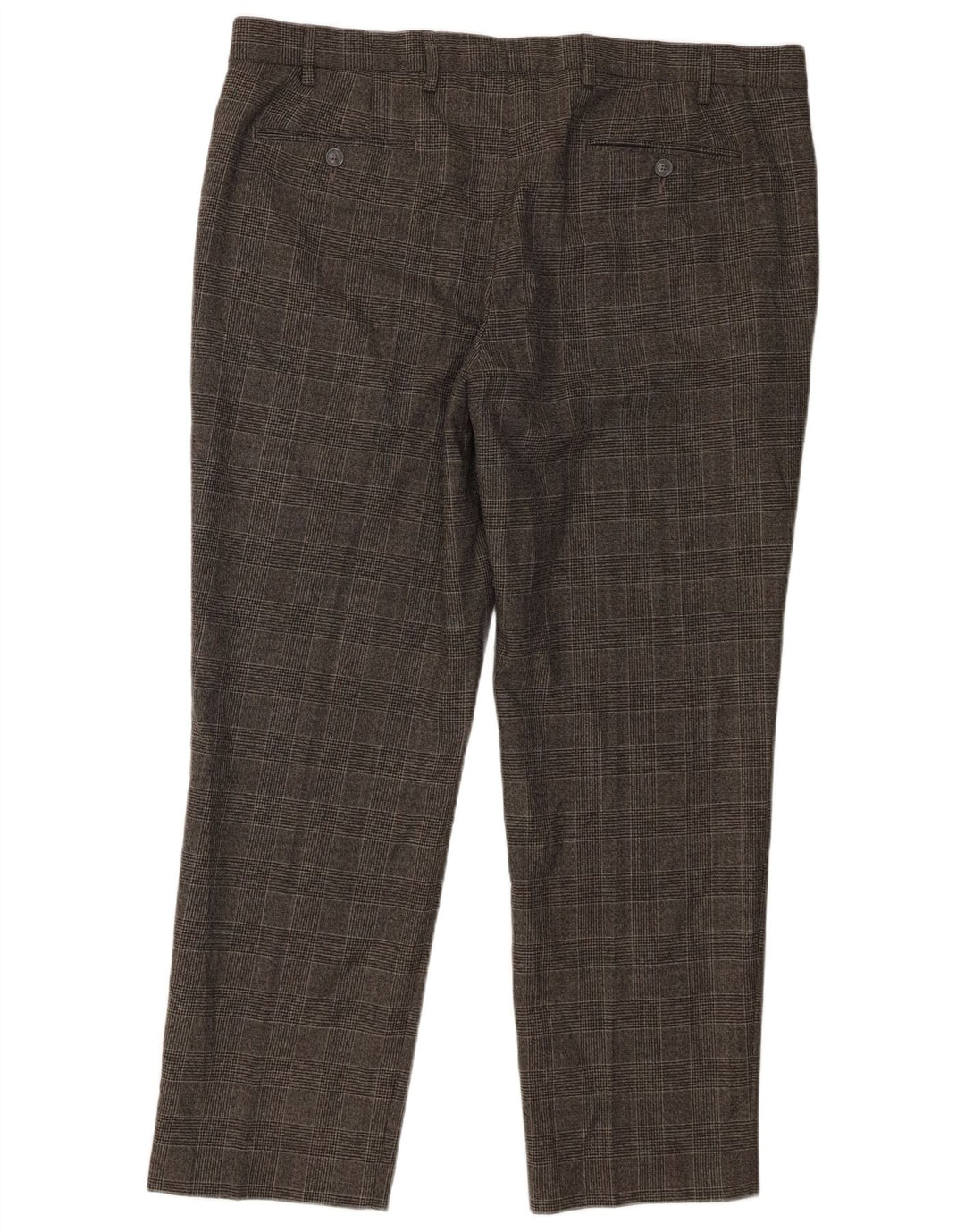 Marks & Spencer Pantalones de traje rectos de corte regular para hombre W40 L29 Grey Check
