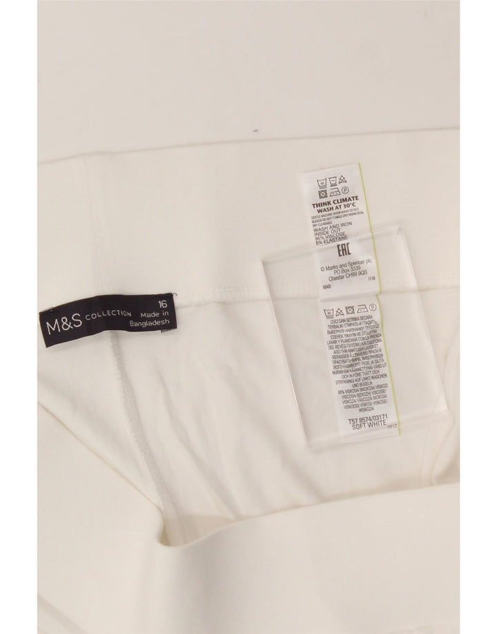 MARKS & SPENCER Womens Capri Leggings UK 16 Large White Viscose Vintage Marks & Spencer and Second-Hand Marks & Spencer from Messina Hembry 