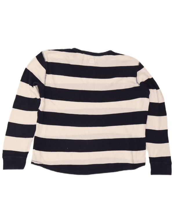 Gap Top para hombre de manga larga de algodón a rayas azul marino grande