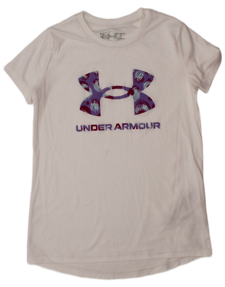 UNDER ARMOUR Camiseta gráfica Heat Gear para niña 9-10 años Mediana Blanco