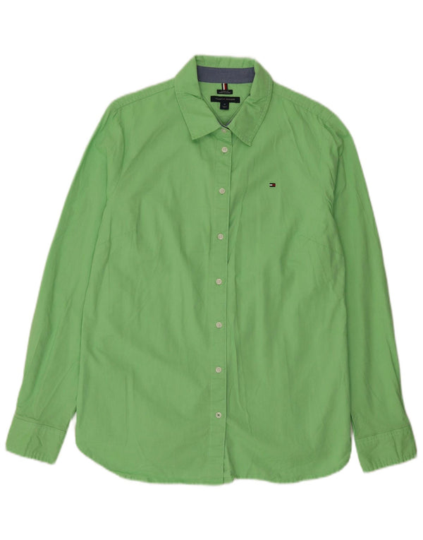 Tommy Hilfiger Womens Classic Fit Shirt UK 14 Medium Green Cotton