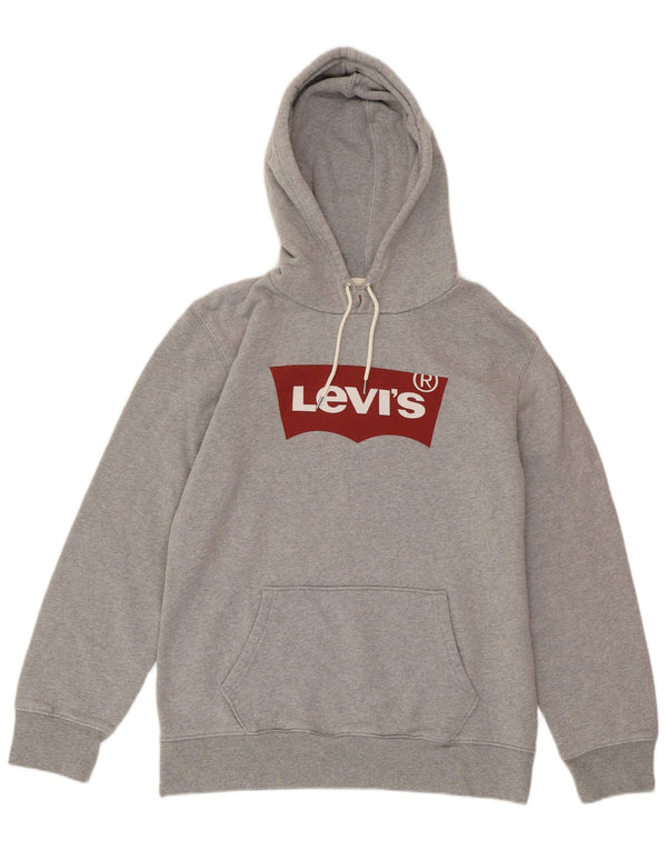 LEVI'S Jersey con capucha gráfica para mujer Reino Unido 14 Algodón gris medio