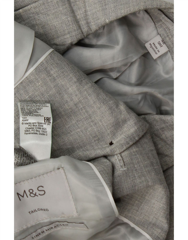 Marks & Spencer Chaqueta tipo blazer de 2 botones para hombre IT 48 Lino gris medio