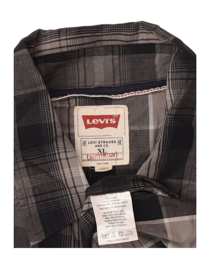 Camisa Levi's Hombre XL Algodón A Cuadros Gris