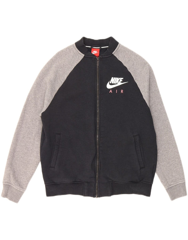 NIKE Womens Graphic Tracksuit Top Jacket UK 14 Medium Black Colourblock