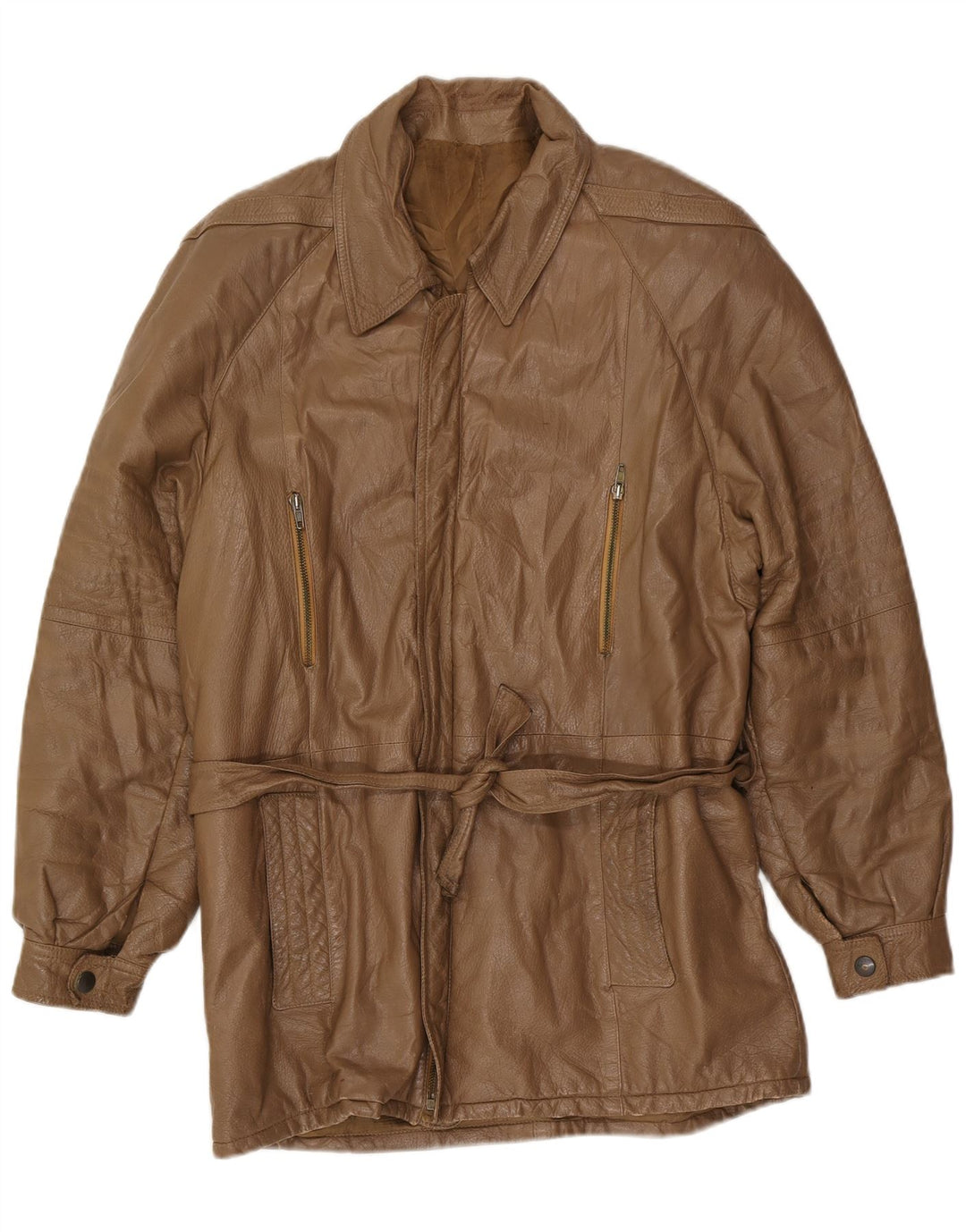 INNOCENTI Mens Leather Jacket IT 50 Large Beige