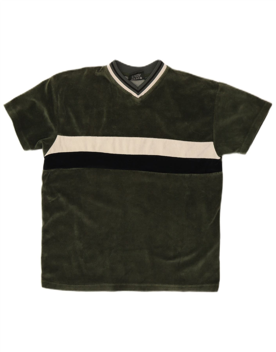 VINTAGE Camiseta para niño Top 12-13 años Algodón color block verde medio