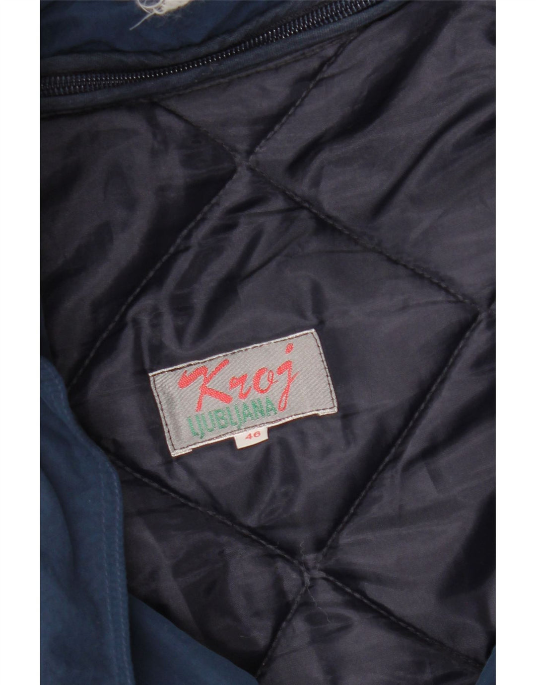 Vintage hombres con capucha suelta ajuste chaqueta acolchada EU 46 pequeño azul marino