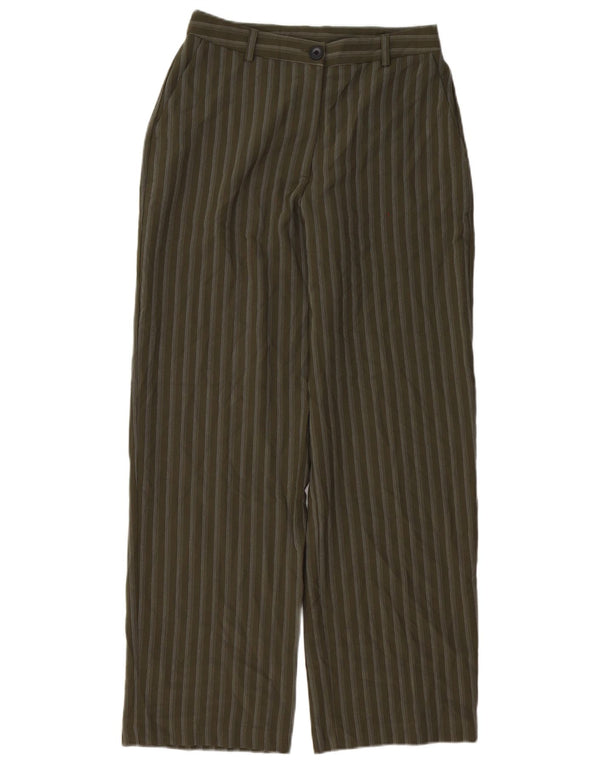 Topshop Womens High Waist Casual Trousers UK 8 Small W28 L30 Green Striped