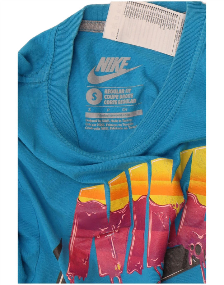 Nike Camiseta con gráfico de corte regular para hombre, talla pequeña, algodón azul