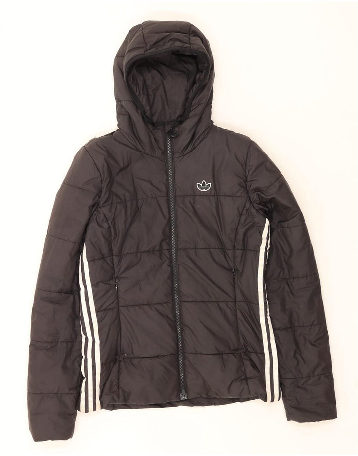 Adidas Chaqueta acolchada con capucha para mujer UK 10 Small Poliéster negro