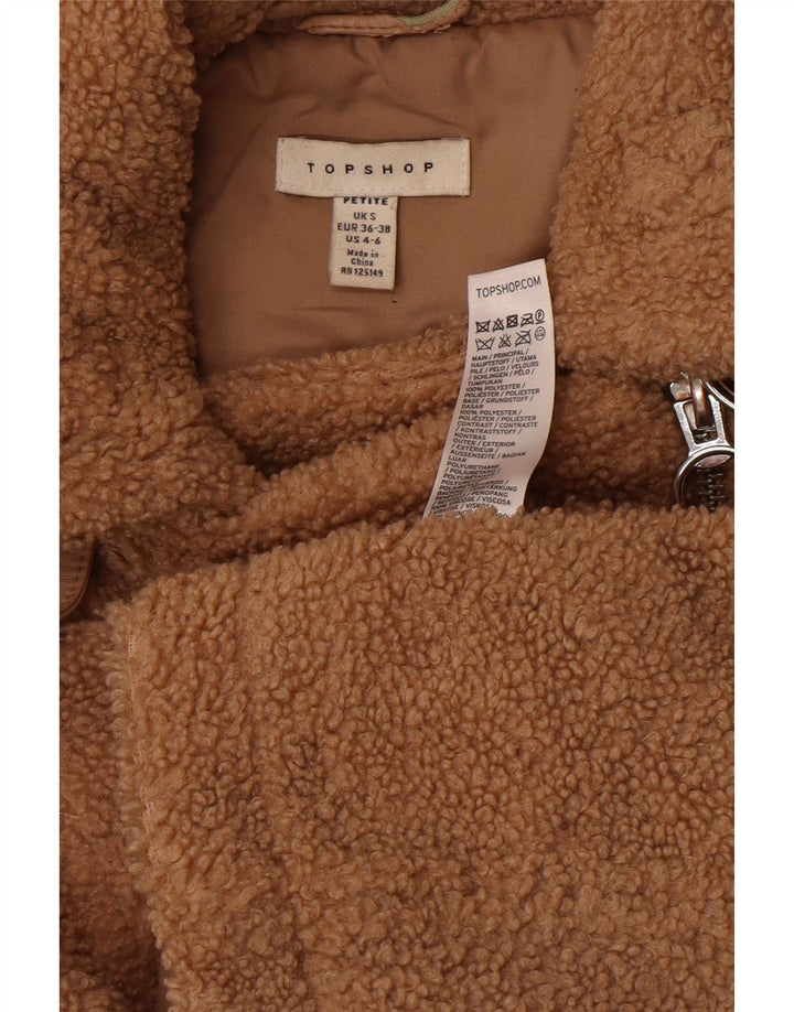 Topshop Chaqueta motera para mujer Petite Teddy Bear UK 10 Small Marrón Poliéster