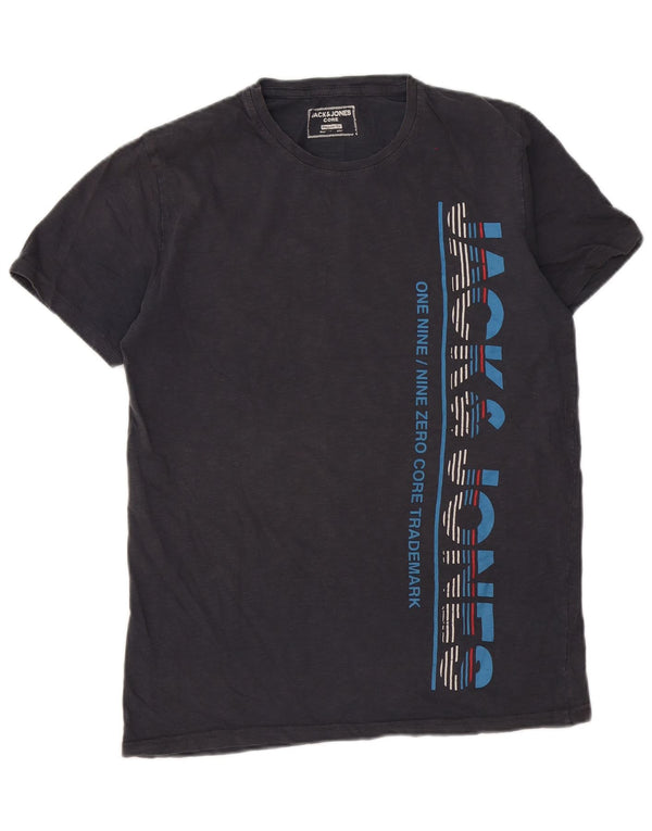 Jack & Jones Camiseta con gráfico de ajuste regular para hombre Top grande de algodón gris