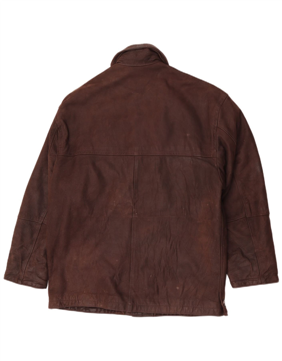 Chaqueta de cuero vintage para hombre IT 48 cuero marrón medio