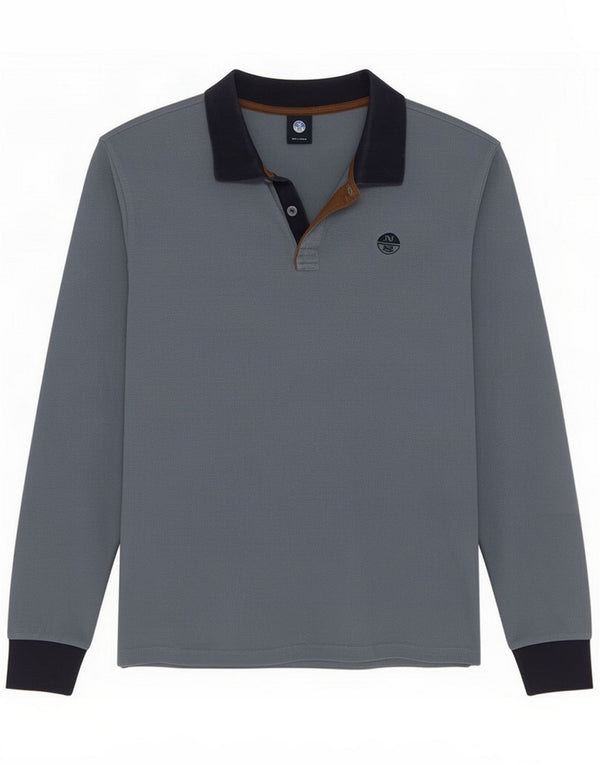 North Sails Polo De Manga Larga Para Hombre De Algodón Color Block Gris Grande