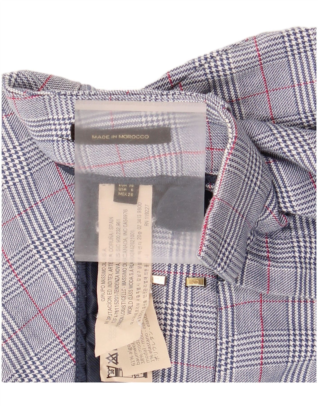 Massimo Dutti Pantalón Chino Mujer EU 38 Small W30 L26 Pata De Gallo Azul