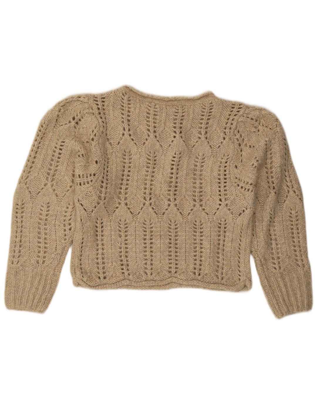 ZARA Mujer Crop See Through Boat Neck Jumper Sweater UK 44 Medio Beige