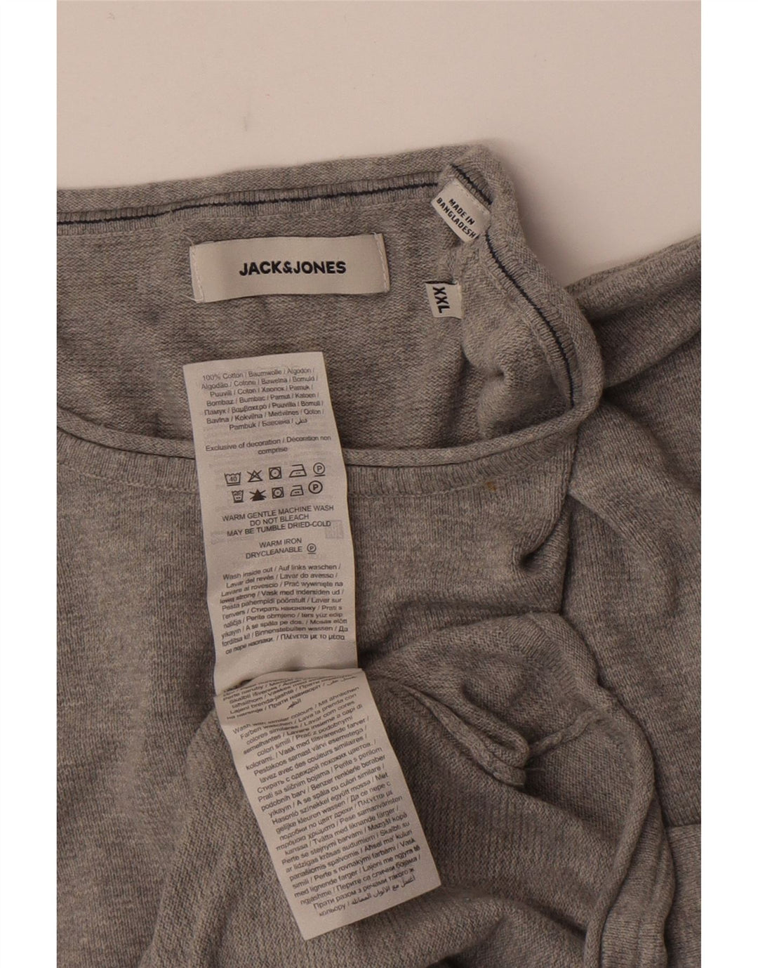 Jack & Jones - Jersey de cuello redondo para hombre, talla 2XL, color gris
