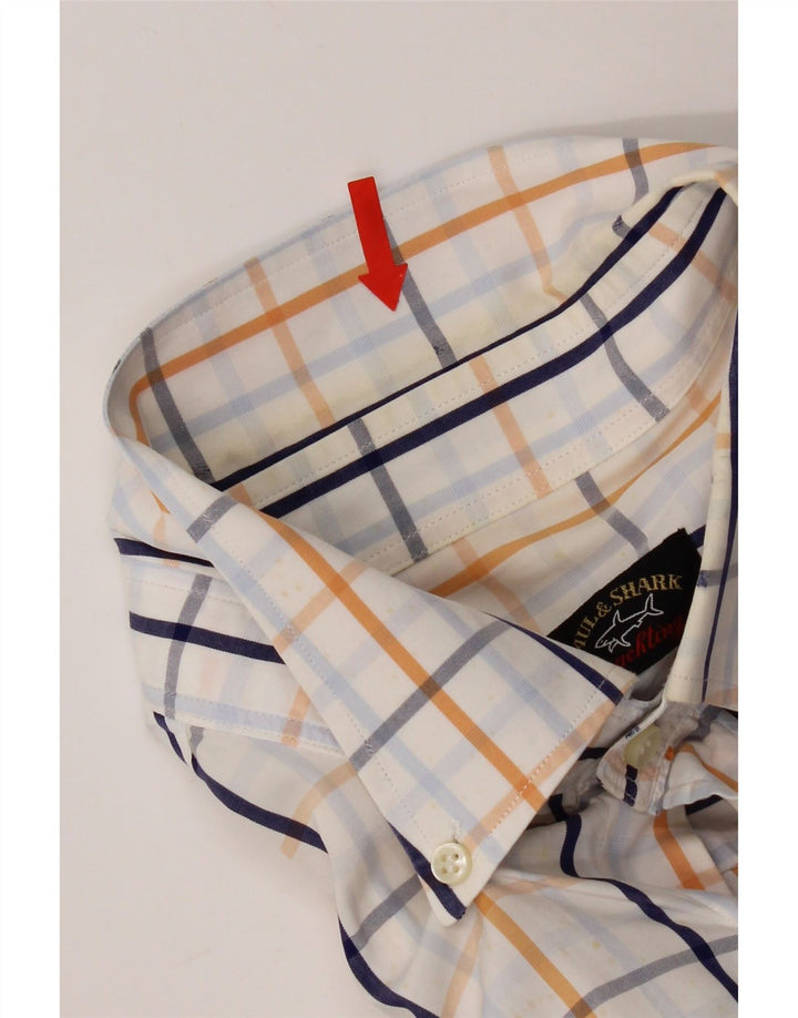 Camisa para hombre Paul & Shark Talla 44 XL Algodón a cuadros blanco