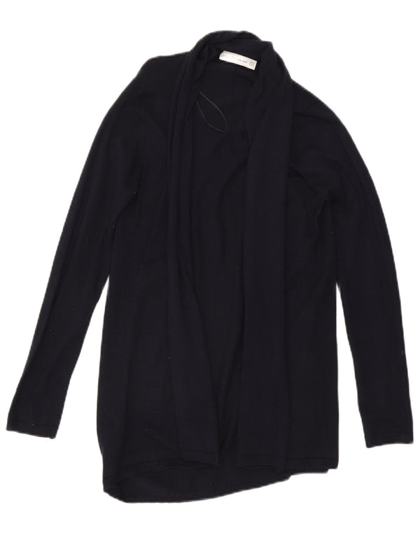 Zara Mujer Cárdigan Abierto Suéter UK 12 Medium Azul Marino