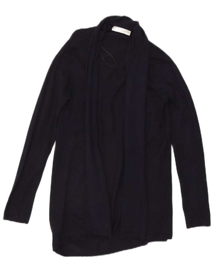 Zara Mujer Cárdigan Abierto Suéter UK 12 Medium Azul Marino