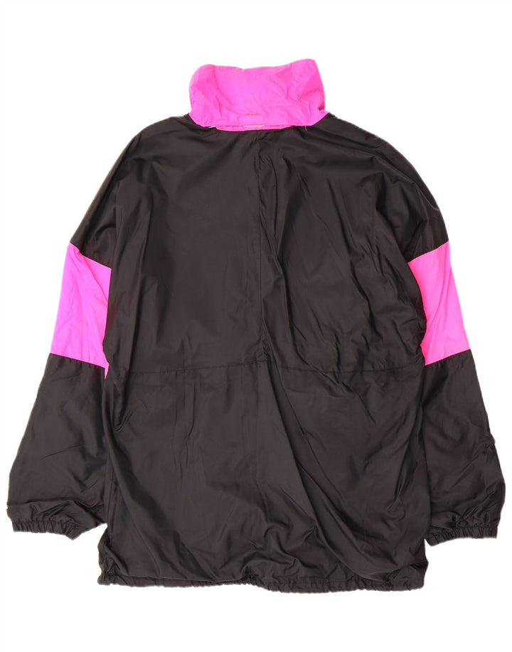 VINTAGE Chaqueta Anorak con capucha para hombre Reino Unido 38 Poliamida en bloque de color negro medio