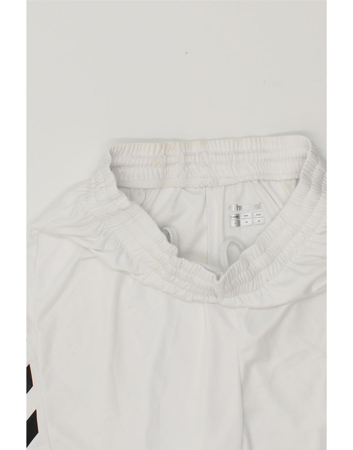 HUMMEL Mens Graphic Sport Shorts Small White Polyester Vintage Hummel and Second-Hand Hummel from Messina Hembry 