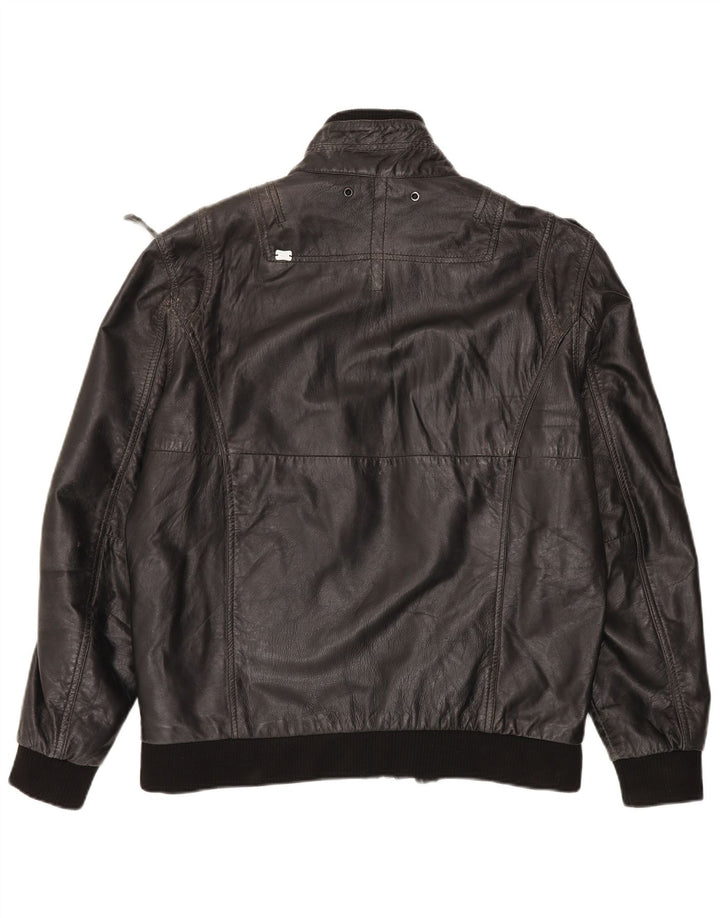 Chaqueta de cuero vintage para hombre Reino Unido 42 XL cuero negro
