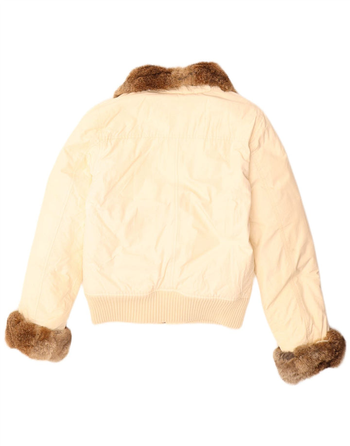 Woolrich Chaqueta acolchada para mujer UK 10 Small Beige Cotton