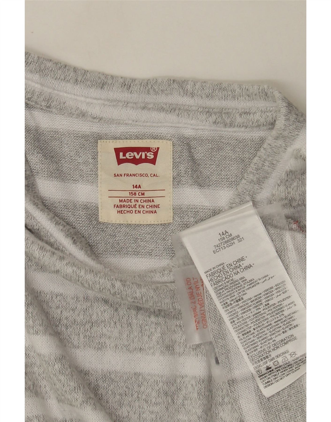 Sudadera Niña Levi's Jumper 13-14 Años Viscosa Rayas Gris