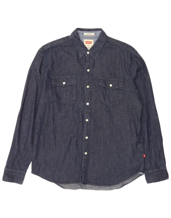 Levi's Camisa vaquera de corte estándar para hombre de algodón azul marino medio