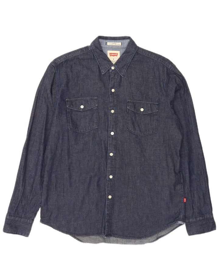 Levi's Camisa vaquera de corte estándar para hombre de algodón azul marino medio
