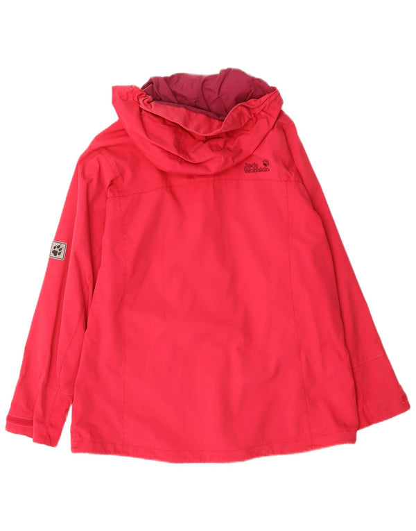 Jack Wolfskin Chaqueta impermeable con capucha para mujer UK 46 Large Red Polyamide