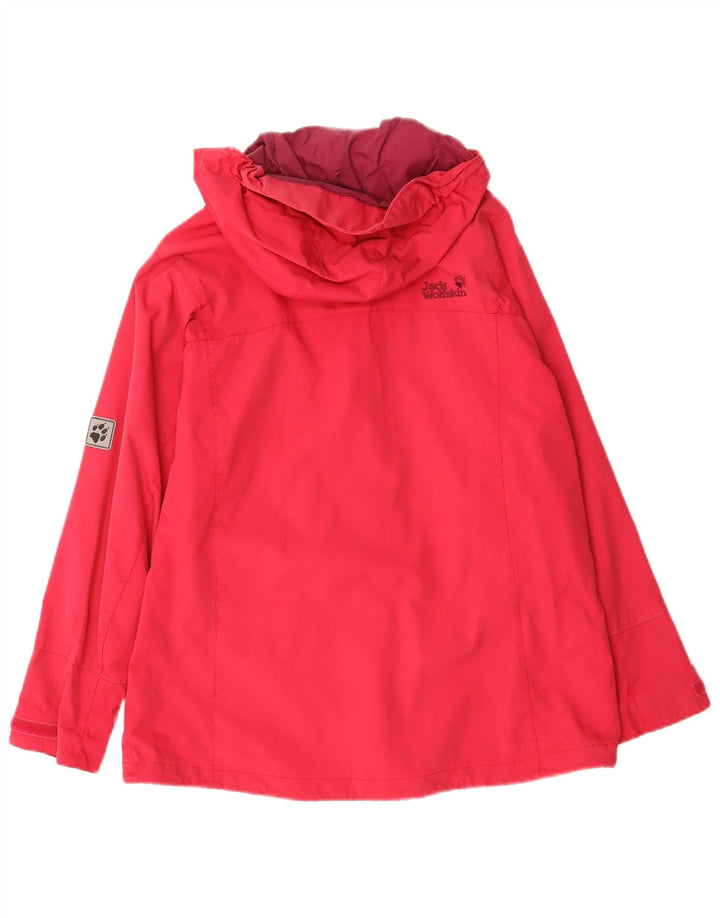 Jack Wolfskin Chaqueta impermeable con capucha para mujer UK 46 Large Red Polyamide