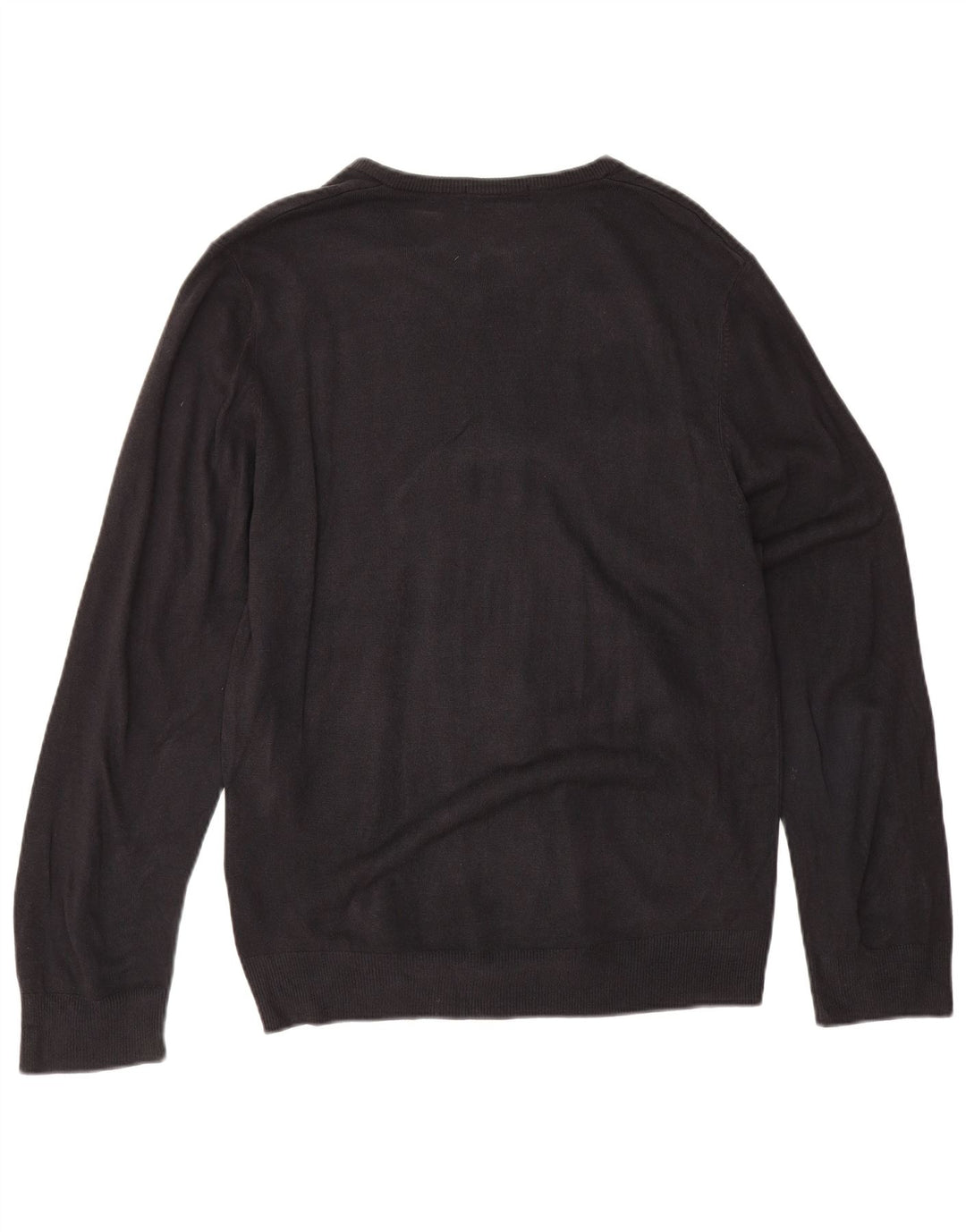 Marks & Spencer Suéter tipo jersey con cuello en V azul Harbor para hombre, talla grande, azul marino