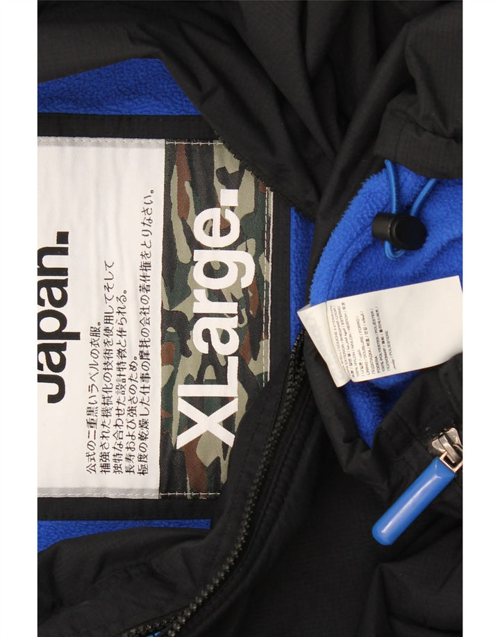 Superdry Chaqueta cortavientos con capucha y gráfico para hombre UK 42 XL Poliéster negro