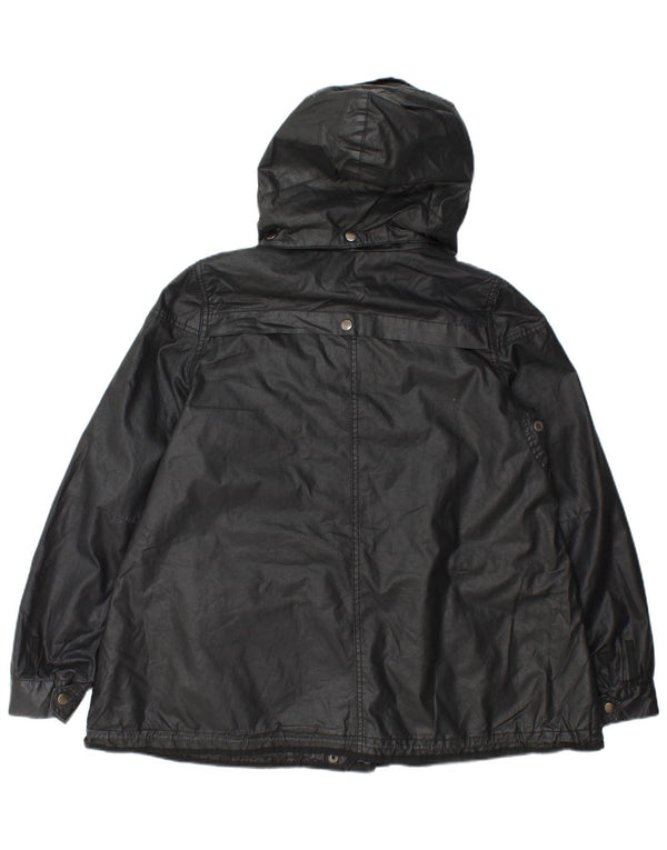 Zara Mujer Chaqueta utilitaria extragrande con capucha UK 44 Mediano Poliéster negro