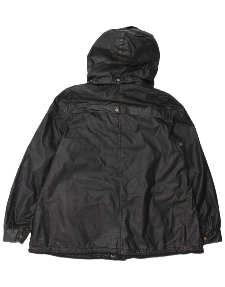 Zara Mujer Chaqueta utilitaria extragrande con capucha UK 44 Mediano Poliéster negro