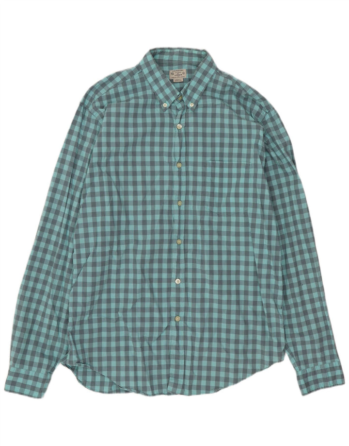 Camisa J. Crew para hombre de algodón a cuadros azul grande