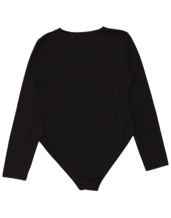 ZARA Womens Long Sleeve Bodysuit UK 14 Large Black Polyamide