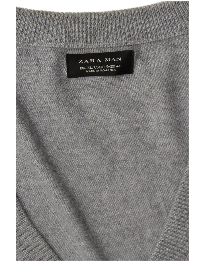 Zara Hombre Jersey Cárdigan XL Gris