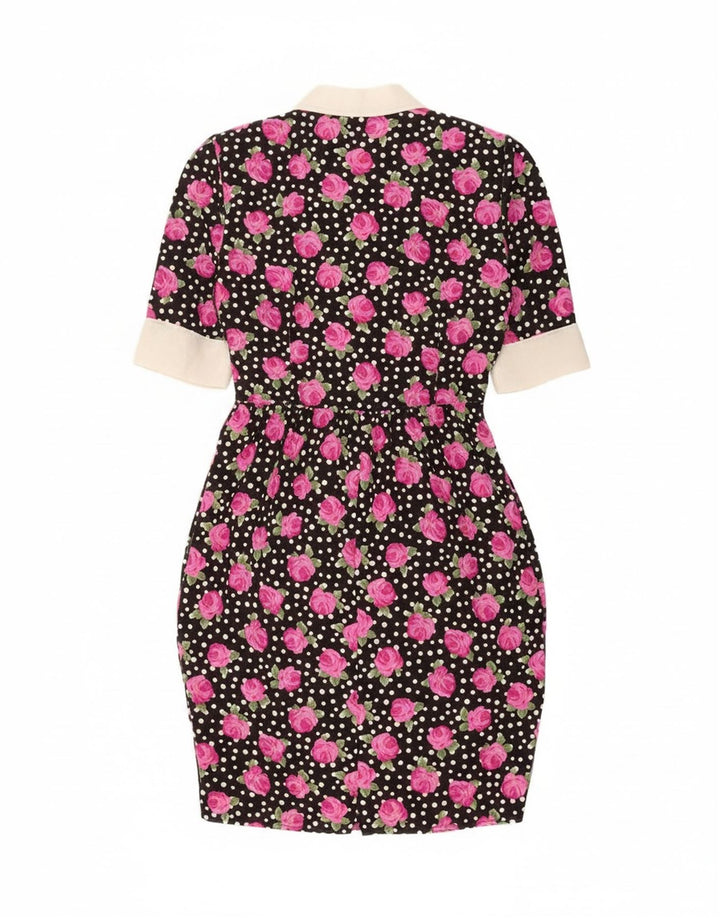 Vestido ajustado vintage para mujer IT 46 Poliéster floral negro grande
