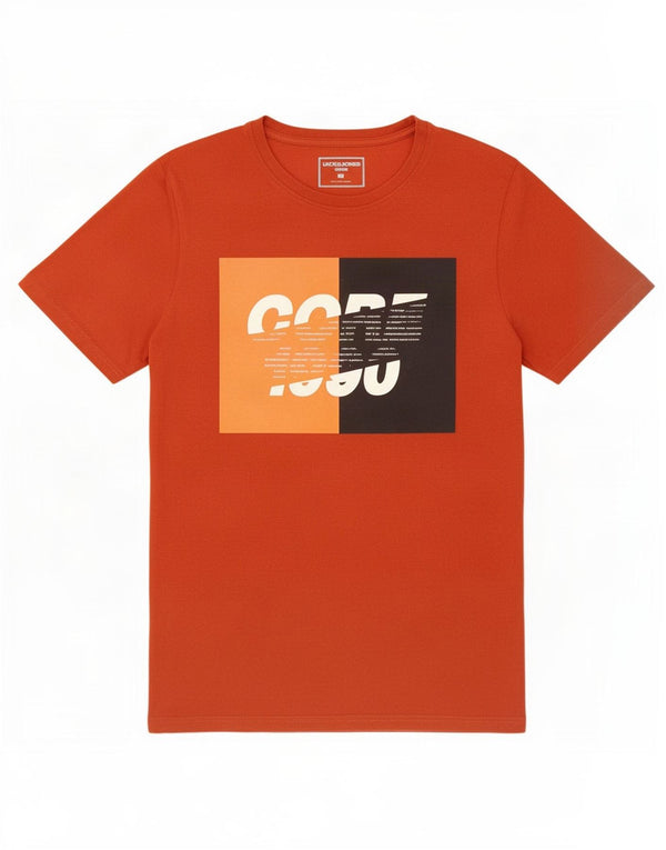 Jack & Jones Hombre Camiseta Gráfica Top Medium Rojo Algodón