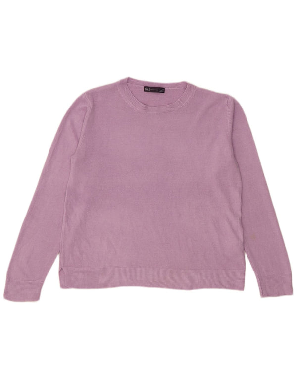 Marks & Spencer Suéter de cuello redondo para mujer UK 44 Grande Acrílico morado