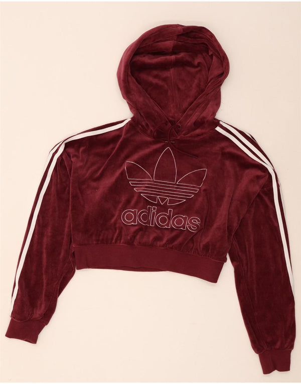 Adidas - Sudadera con capucha de terciopelo para mujer, talla grande, color burdeos