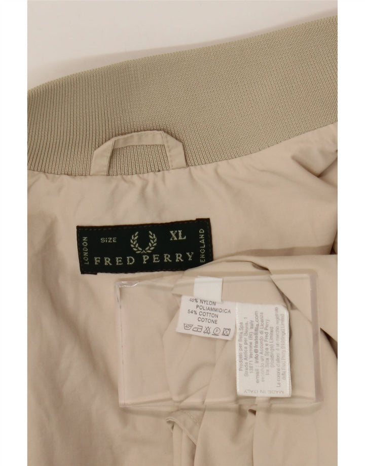 Fred Perry Chaqueta Bomber para Hombre UK 42 XL Nylon Beige