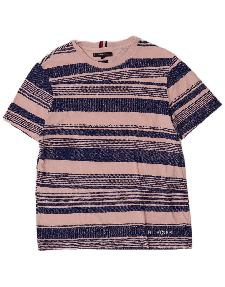 Tommy Hilfiger Camiseta Regular Fit para Hombre Top Rayas Rosa Mediano
