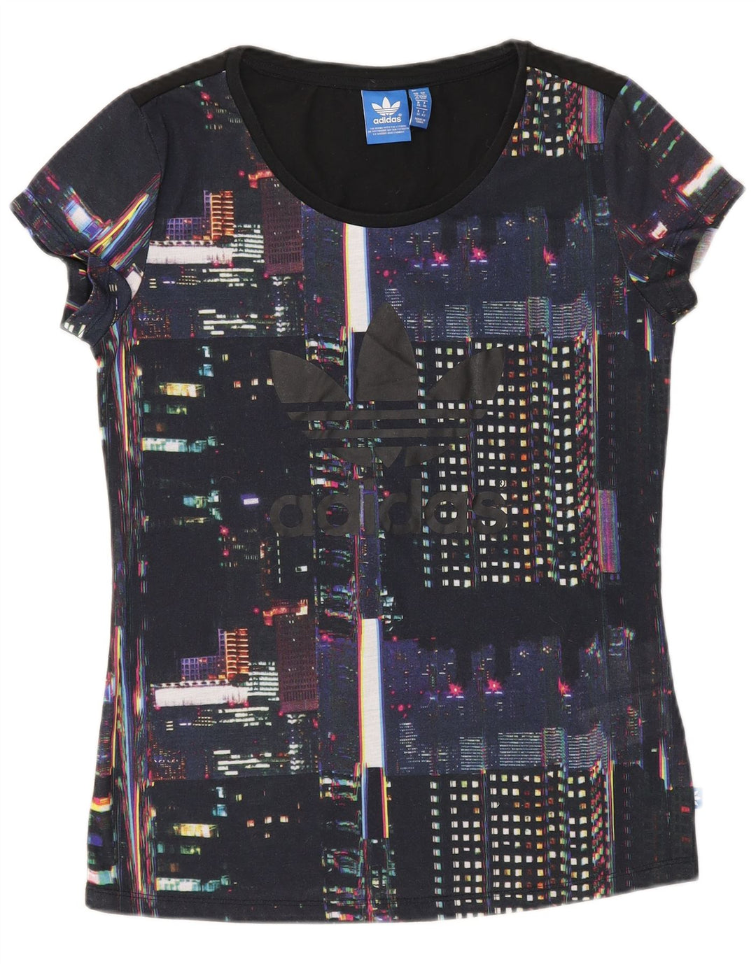 ADIDAS Camiseta gráfica para mujer Top UK 10 Small Blue Geométrico