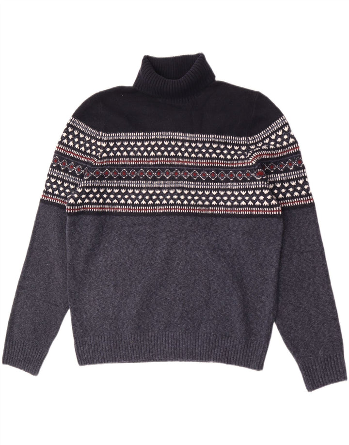 Marks & Spencer Jersey con Cuello Redondo para Hombre XL Azul Marino Geométrico